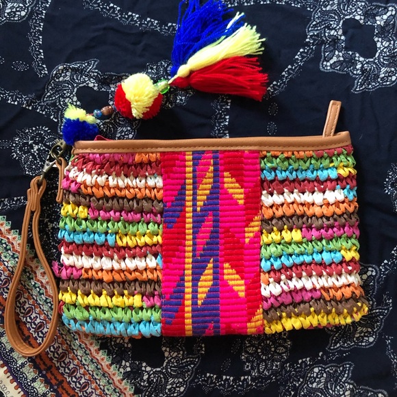 Aldo Handbags - ALDO Vibrant Woven Paper Boho Clutch